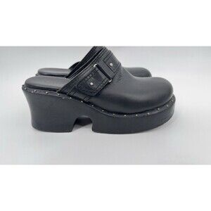 Vintage Mia Y2K Women’s Platform Clogs 9.5 Square Toe Y2K Slip On Chunky Black